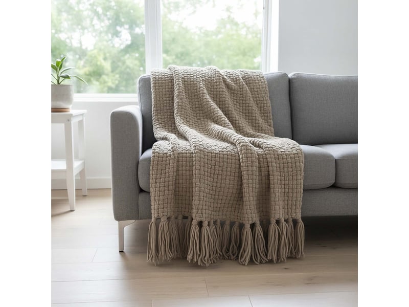  Plaid 140x200 cm goa beige, par soleil d'ocre  - Conforama A
