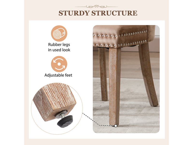  Lot de 4 chaises de salle à manger,avec pieds en bois,velours,café clair  - Conforama E
