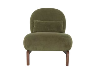 Fauteuil de lecture sans accoudoirs en tissu, pieds en bois massif