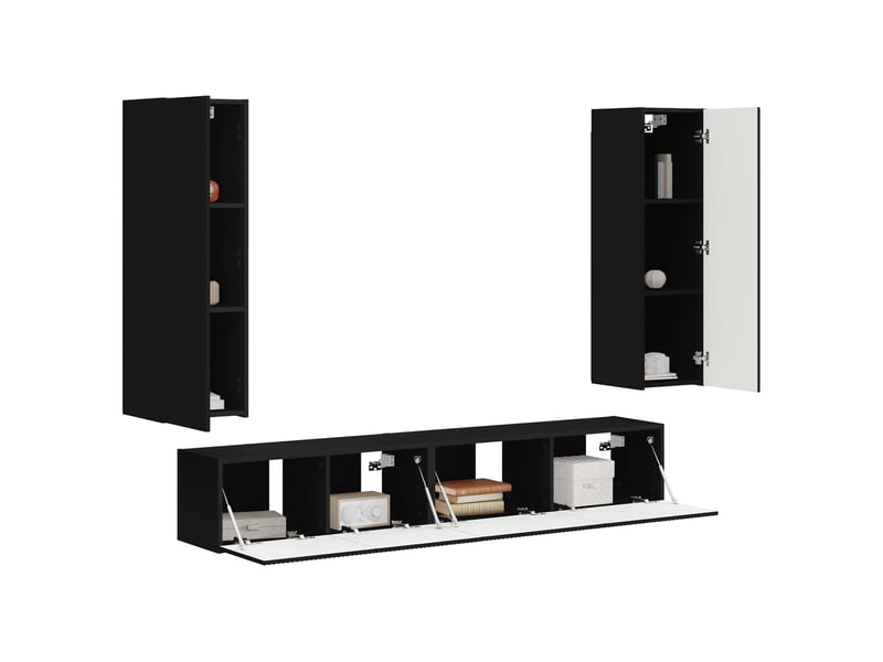  Ensemble meuble tv - banc tv - meuble de rangement 3 pcs noir bois d'ingénierie  - Conforama C