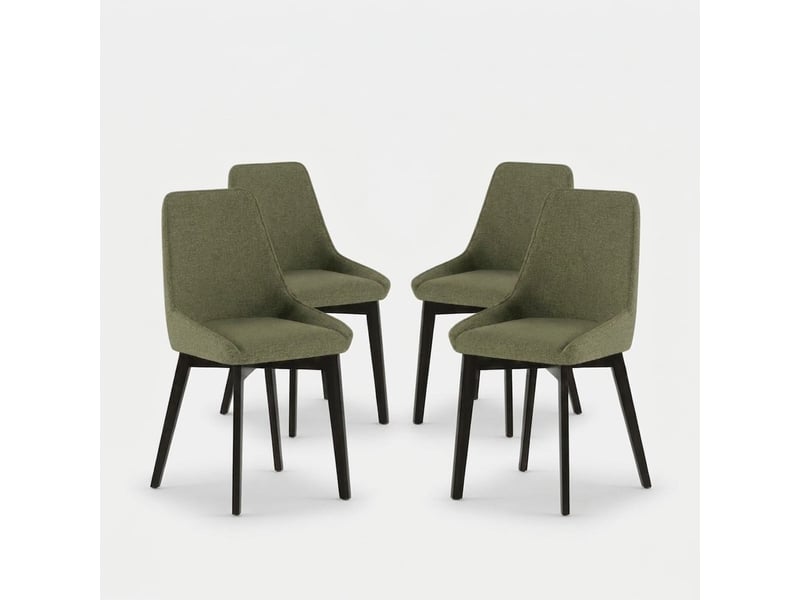  Lot de 4 chaises de salle à manger rembourrées en tissu erythea - vert foncé  - Conforama A