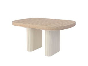 Table ovale extensible 110-260cm pieds design buxton effet travertin beige