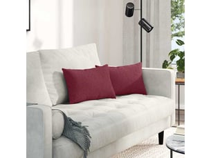 Lot de 2 coussins de canapé, coussins décoratifs tissu bordeaux 50 x 30 cm cf58798