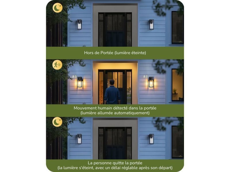 Applique murale exterieure detecteur de mouvement 110° capteur crepusculaire e27 ip44 aluminium noir 370618_AABJO33894_6_DROPFR - Conforama C