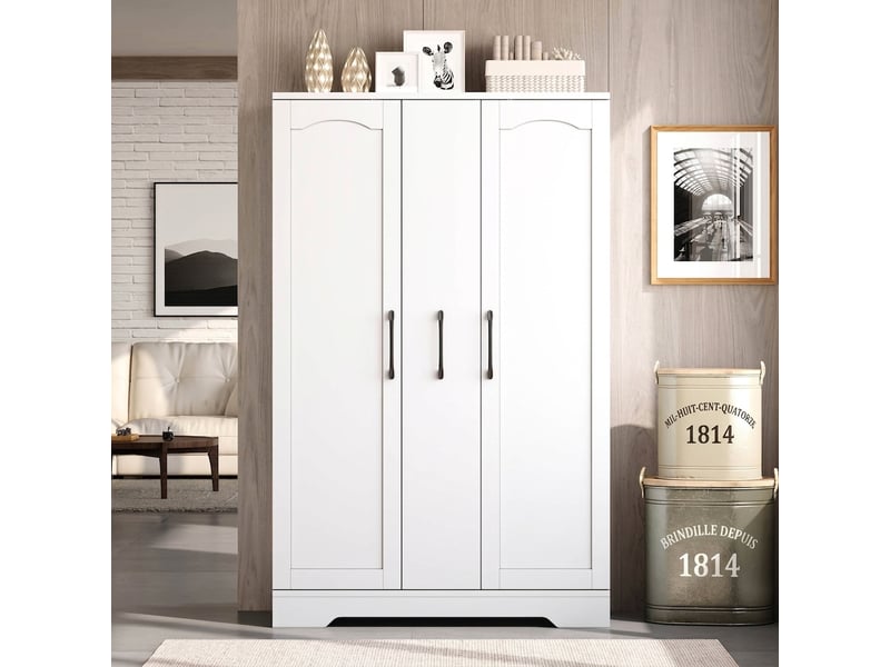  Buffet de cuisine blanc 120x78x35 cm avec tiroir vertical 4 niveaux et étagères réglables  - Conforama B