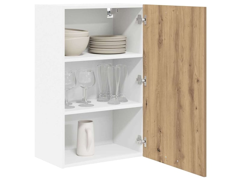 Meuble de rangement cuisine, armoire suspendue chêne artisan et blanc 50x31x80cm - Conforama C