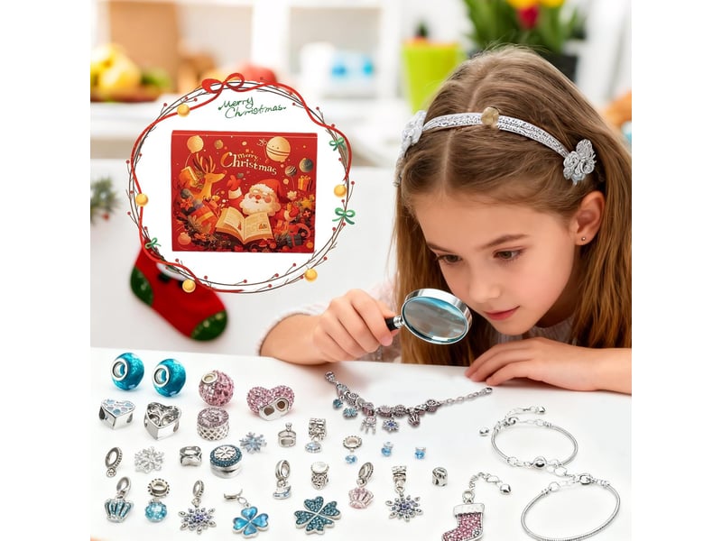 Calendrier de l'avent bijoux – bracelets, boucles d'oreilles et pendentifs à charms, compte à rebours de noël - Conforama C
