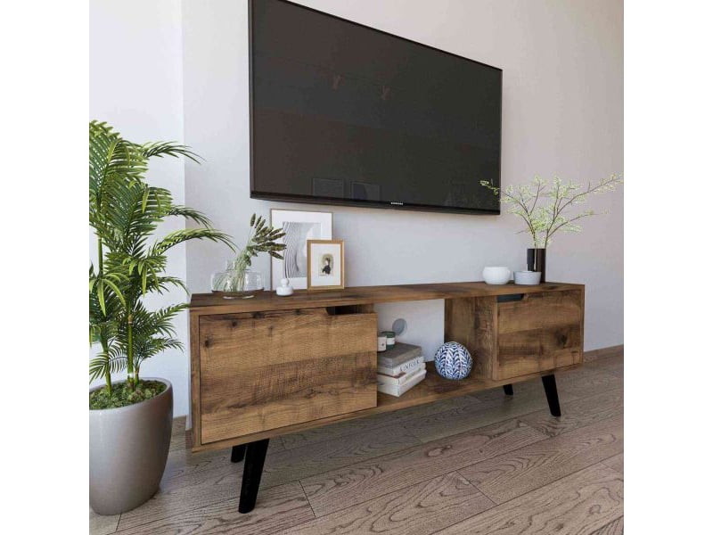 Meuble tv 2 portes en aggloméré siena noyer  - Conforama B
