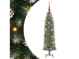 Sapin de noël - arbre de noël artificiel slim vert et blanc 120 cm