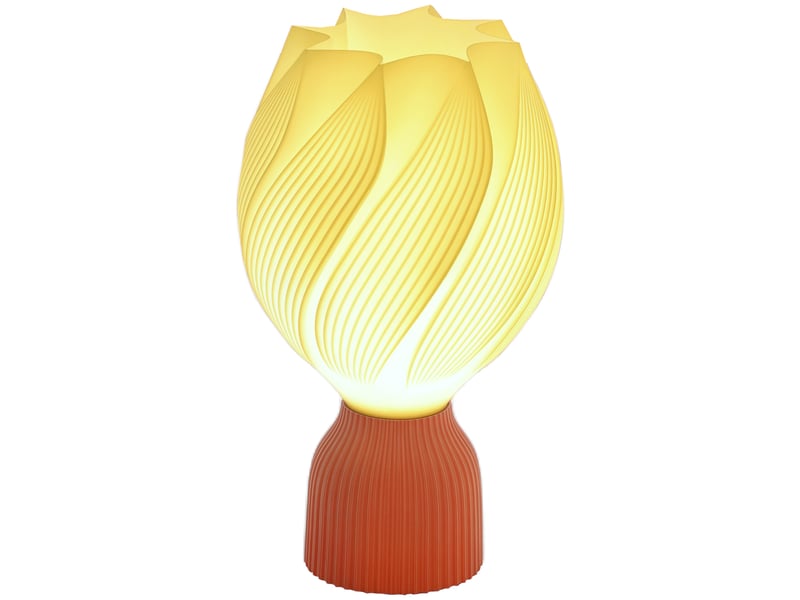  Lampe de table led 3d à motif pétale, lumière chaude pour table de chevet et bureau, ø 16,5 x 28 cm, blanc et terracotta  - Conforama A