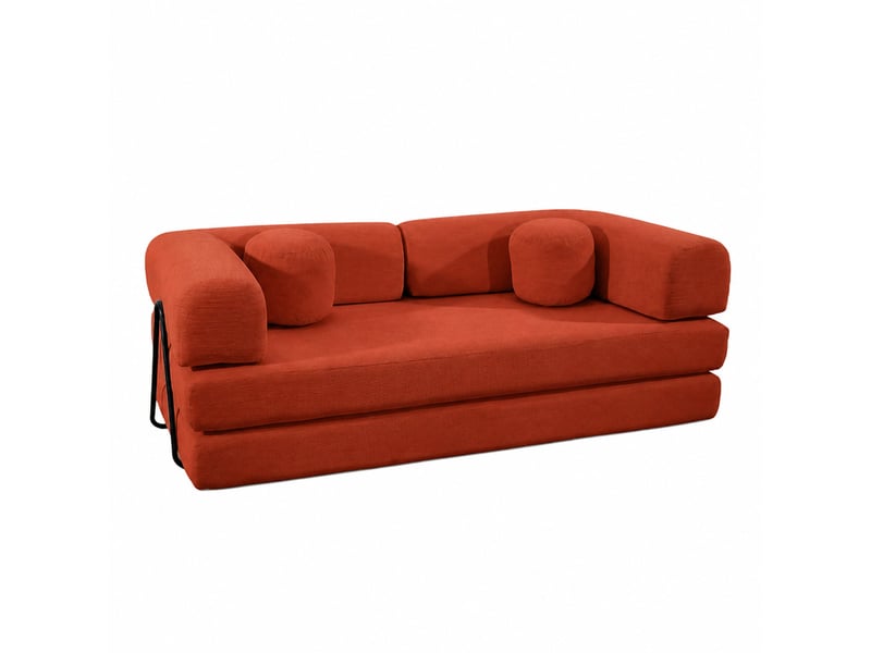  Canapé compressé convertible modulable 3 places en velours côtelé terracotta crosby  - Conforama A