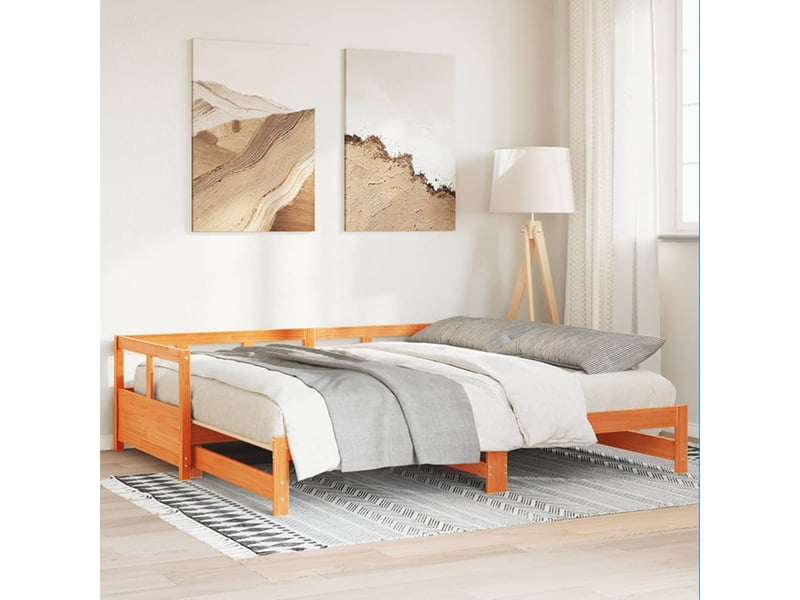 Lit simple- lit adulte - lit de jour sans matelas marron 80x200 cm bois pin massif - Conforama C