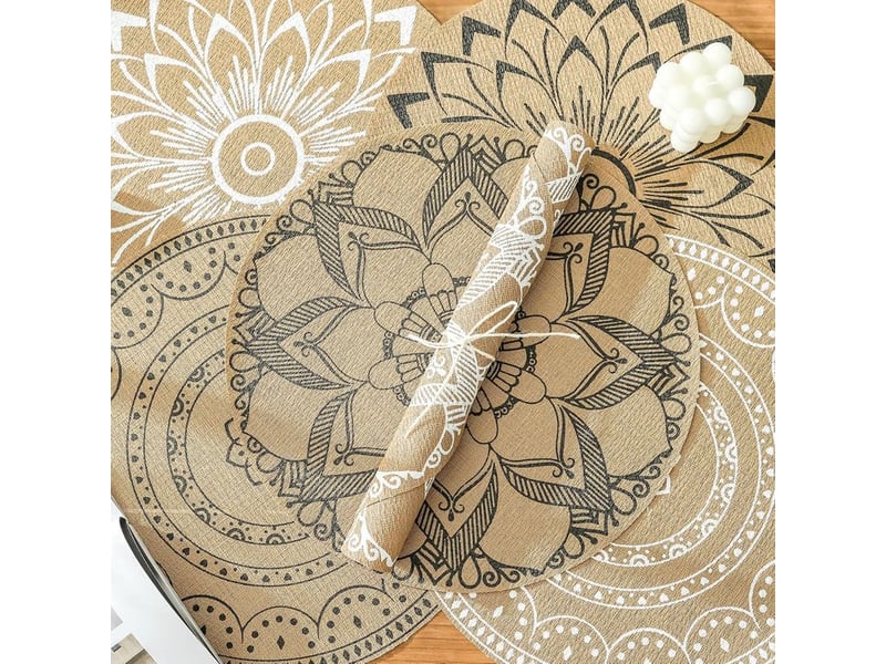  Csparkv lot de 6 sets de table ronds à imprimé bohème en pvc tressés sets de table lavable résiste à la chaleur antidérapant tapis de table pour cuisine restaurant table à manger (mélange)  - Conforama C