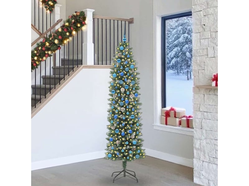 Sapin de noël, arbre de noël artificiel slim vert et blanc 240 cm cf61713 - Conforama B