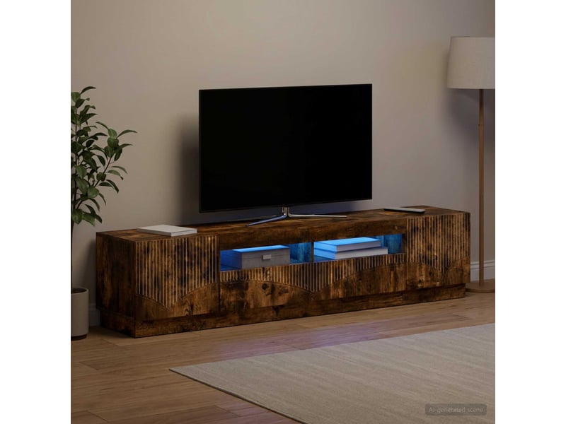 Meuble tv - banc tv - meuble de rangement led hoorn 3 pcs chêne fumé bois d'ingénierie - Conforama B