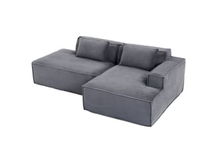 Canapé d'angle réversible convertible <strong>SAPGAKS</strong> <strong></strong> 3 places Coton / Polyester gris