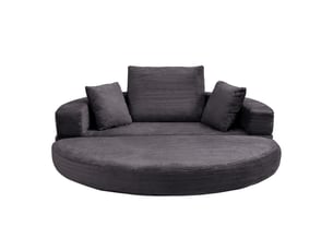 Canapé-lit convertible 2 en 1 en velours côtelé, lit ovale 173 x 176 cm, canapé pliable avec coussins pour salon et chambre