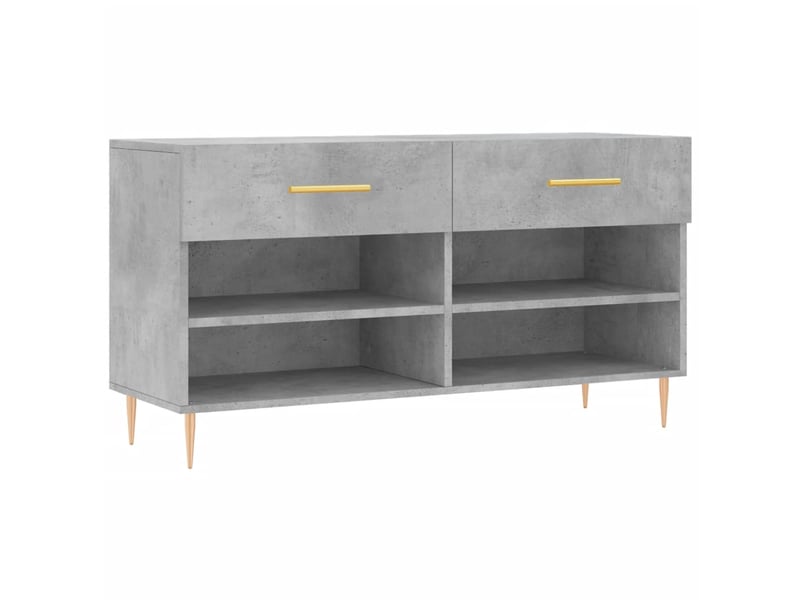  Banc à chaussures, meuble à chaussures gris béton 102x35x55 cm bois d'ingénierie shl3704  - Conforama A