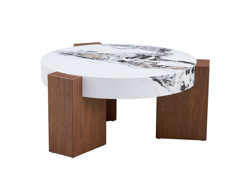  Table basse ronde ensembles mdf et verre 61 cm  - Conforama W