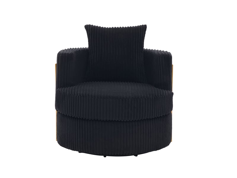  Fauteuil pivotant modenvie 360° en velours côtelé noir avec rangement sous l'assise  - Conforama A