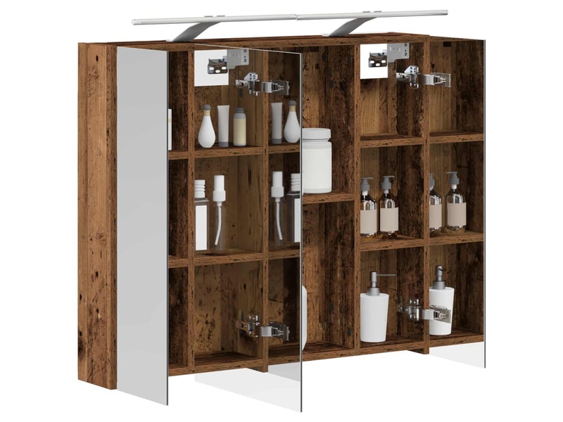  Armoire miroir de salle de bain, cabinet de salle de bain bois ancien 80 x 14.5 x 70 cm cf65149  - Conforama C
