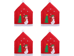 Lot de 4 housses de chaises sapin de noël et bonhomme de neige pour la décoration de noël à la maison, multicolore