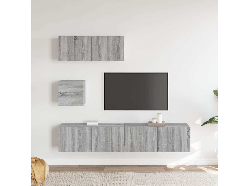  Ensemble de meubles tv 4 pcs sonoma gris bois d'ingénierie shl36023  - Conforama C