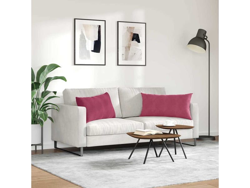  Lot de 2 coussins de canapé, coussins décoratifs bordeaux 80 x 40 cm cf59034  - Conforama D
