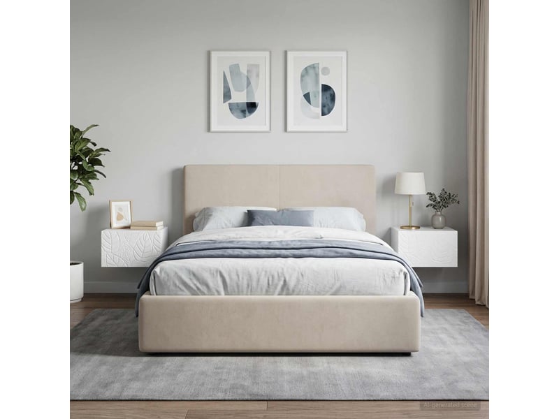 Table de chevet - table d'appoint murale 2 pc blanc brillant 34,5 x 33 x 20 cm - Conforama B