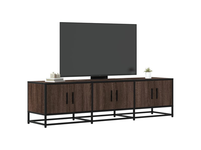  Meuble tv - banc tv - meuble de rangement chêne marron 150x35x41 cm bois d'ingénierie et métal  - Conforama B
