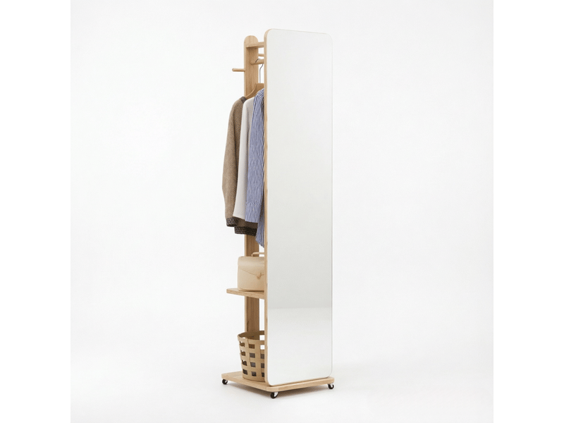  Miroir dressing sur pied avec portant à vêtements, compact et mobile  - Conforama A