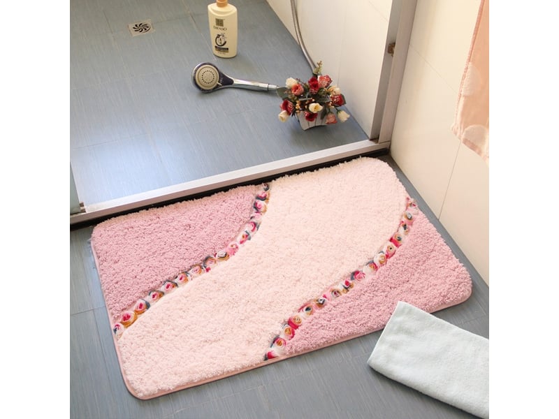  Tapis de bain en microfibre, motif floral - 40 x 60 cm  - Conforama C