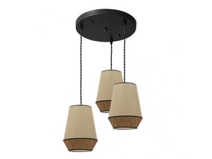Plafonnier suspendu fabrilamp campana jutemarron 3 x e27 hauteur réglable 38-120 cm 36x36 cm