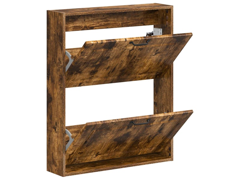  Meuble à chaussures mural, armoire à chaussures utrecht 71x17x86 cm chêne fumé  - Conforama C