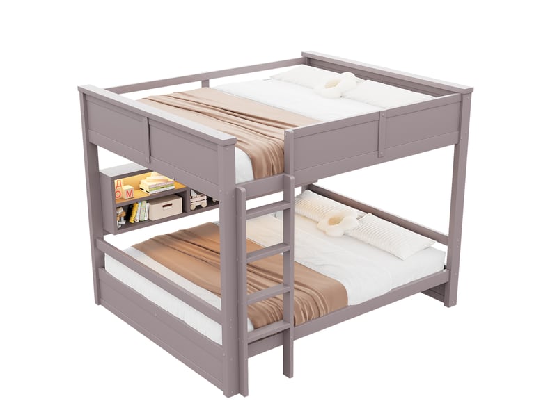  Lit superposé 160x200 cm 6 rangements, lit enfant avec led, mobilier de chambre, bois et mdf, marron sans matelas  - Conforama A