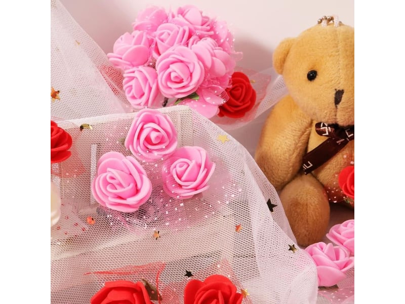 Lot de 144 fleurs artificielles pour le bricolage, petites fleurs artificielles, mini fleurs de roses pour mariage, barrettes à cheveux, bandeaux, accessoires de décoration, fabrication à faire - Conforama E