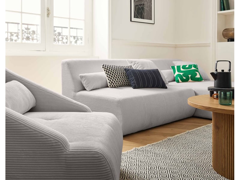  Onyx - canapé modulable d'angle réversible 4 places - en velours côtelé - lisa design - gris clair ONYX - Conforama E