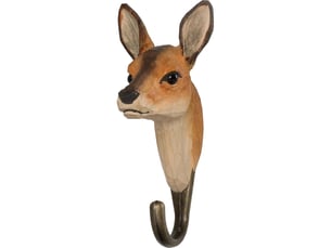 Patère animal en bois sculpté à la main et métal chevreuil