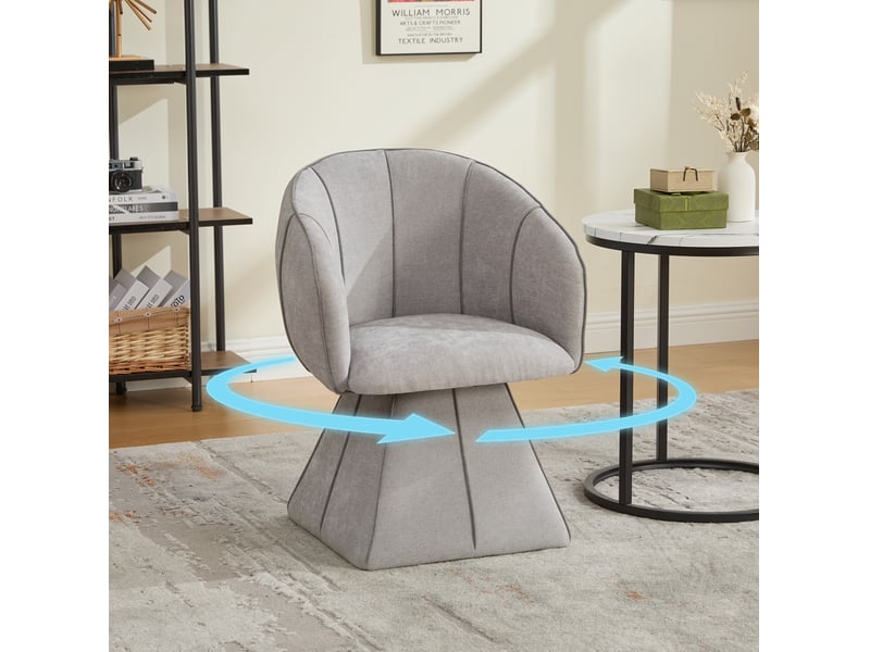 Fauteuil pivotant ergonomique avec dossier haut et accoudoirs larges en chenille grise, 56 × 54 × 74,5 cm - Conforama B