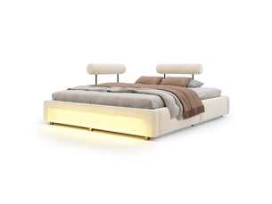 Lit 2 places 160x200 cm coloris beige