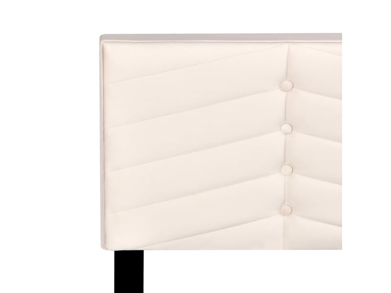 Lit 140x190 cm rembourré avec tête de lit réglable, velours beige, sommier à lattes, design capitonné - Conforama D