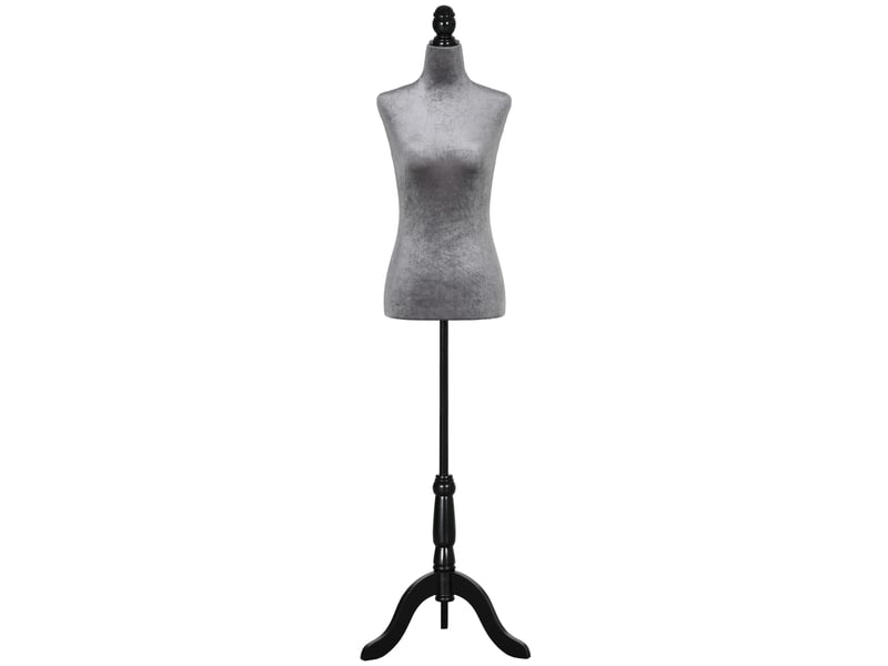  Mannequin de couture ajustable 130-168 cm avec trépied en bois pour la photographie de mode et la présentation de vêtements - gris  - Conforama B