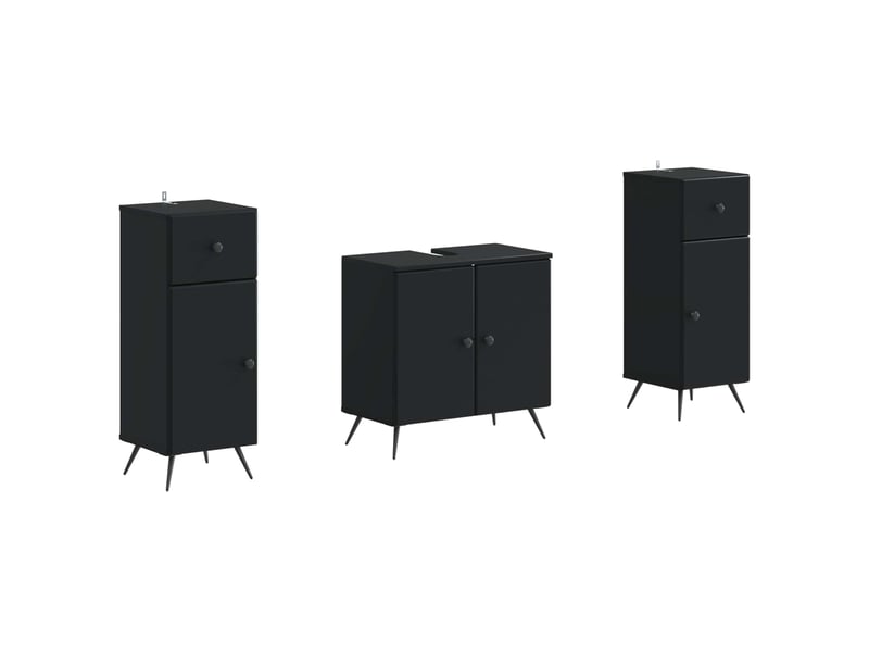 Ensemble de meuble de salle de bain 3 pièces breda noir cf63360  - Conforama A
