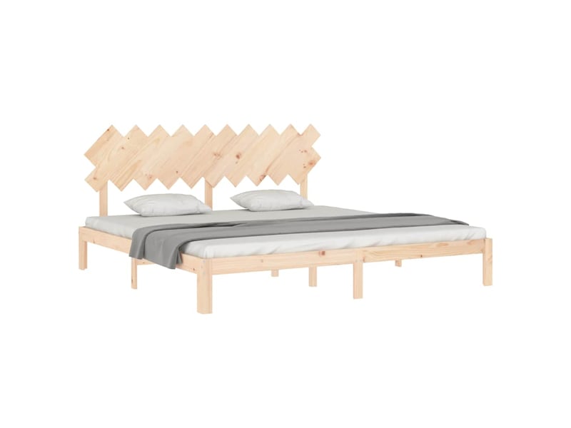  Lit double- lit adulte -  cadre de lit sans matelas 200x200 cm bois massif de pin  - Conforama B