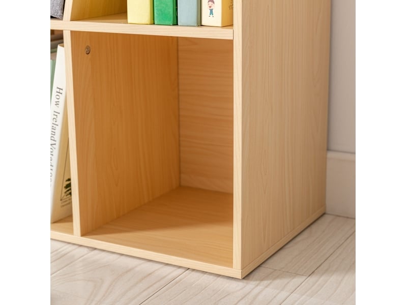  Bibliothèque enfant avec banquette 103 x 30 x 62 cm gris et naturel, mdf, 6 compartiments, 3 coussins  - Conforama E