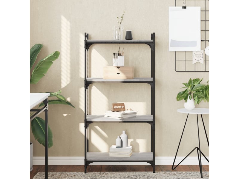 Bibliothèque à 4 niveaux, armoire à livres sonoma gris 60x30x120 cm  - Conforama B