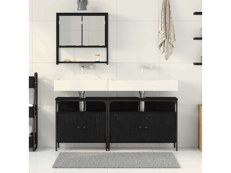  Ensemble de mobilier de salle de bain 3 pièces noir cf64488  - Conforama D