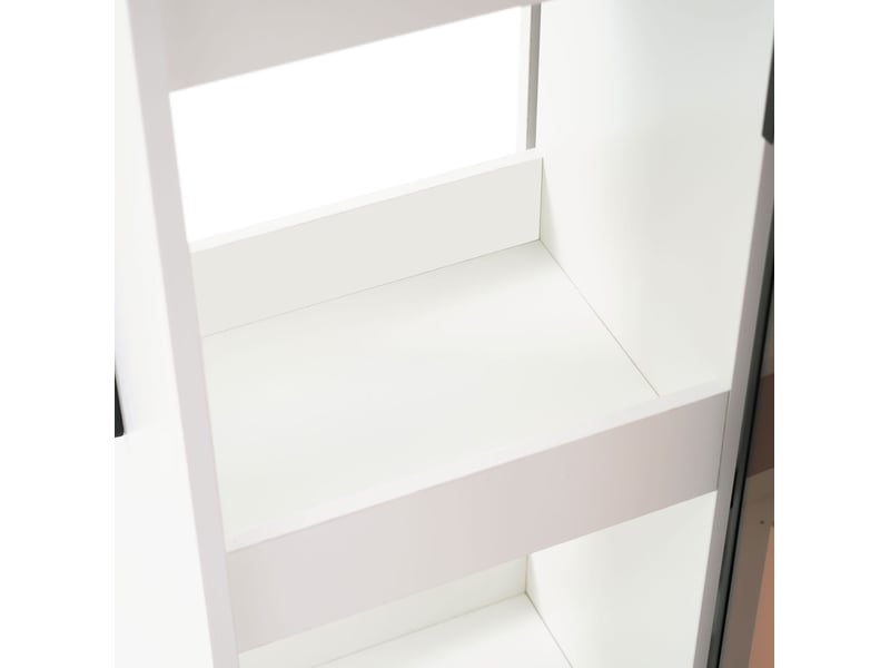  Vitrine de rangement 70 x 40 x 160 cm – blanche – portes en verre, led et module coulissant latéral  - Conforama E