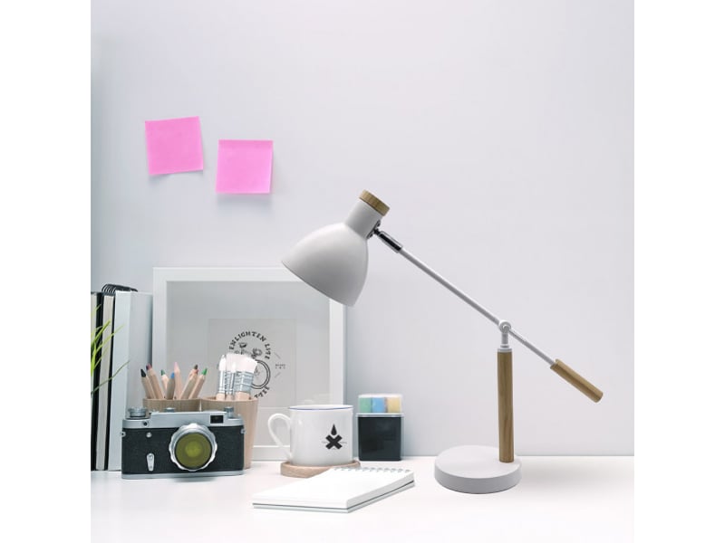  Lampe de bureau fabrilamp biel blanchêtre 1 x e27 articulée orientable 48x15x50 cm 161971001 - Conforama C