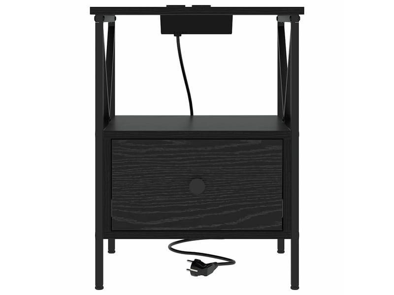  Table de chevet - cabinet de chevet - table de nuit chêne noir 41,5 x 40,5 x 55 cm  - Conforama E